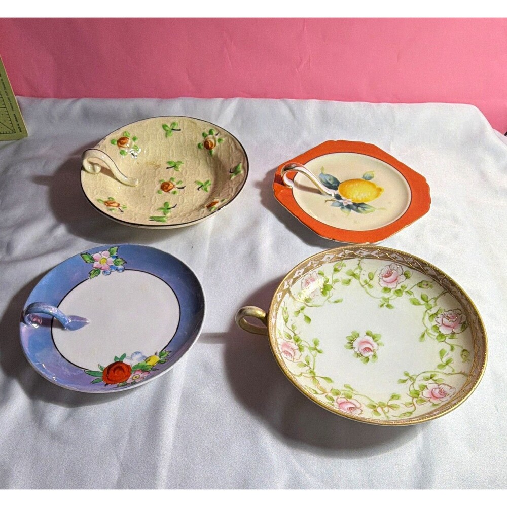 Lot of 4 Antique Hand Painted Nippon & Noritake Nappy Dishes Japan 1900’s